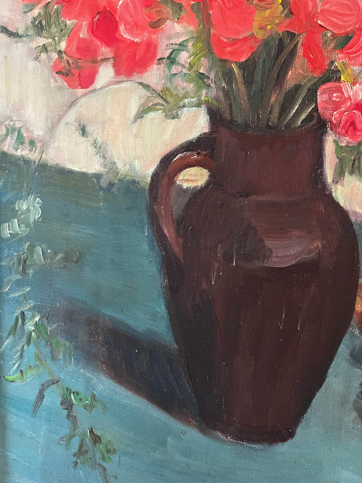 Very Large Framed French Still Life Oil Painting on Canvas