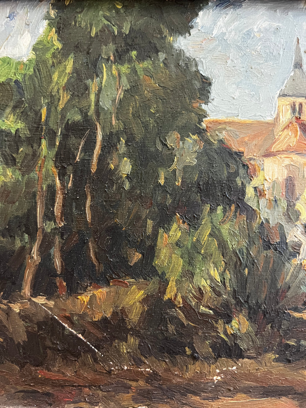 Vintage French Framed Landscape Oil Painting