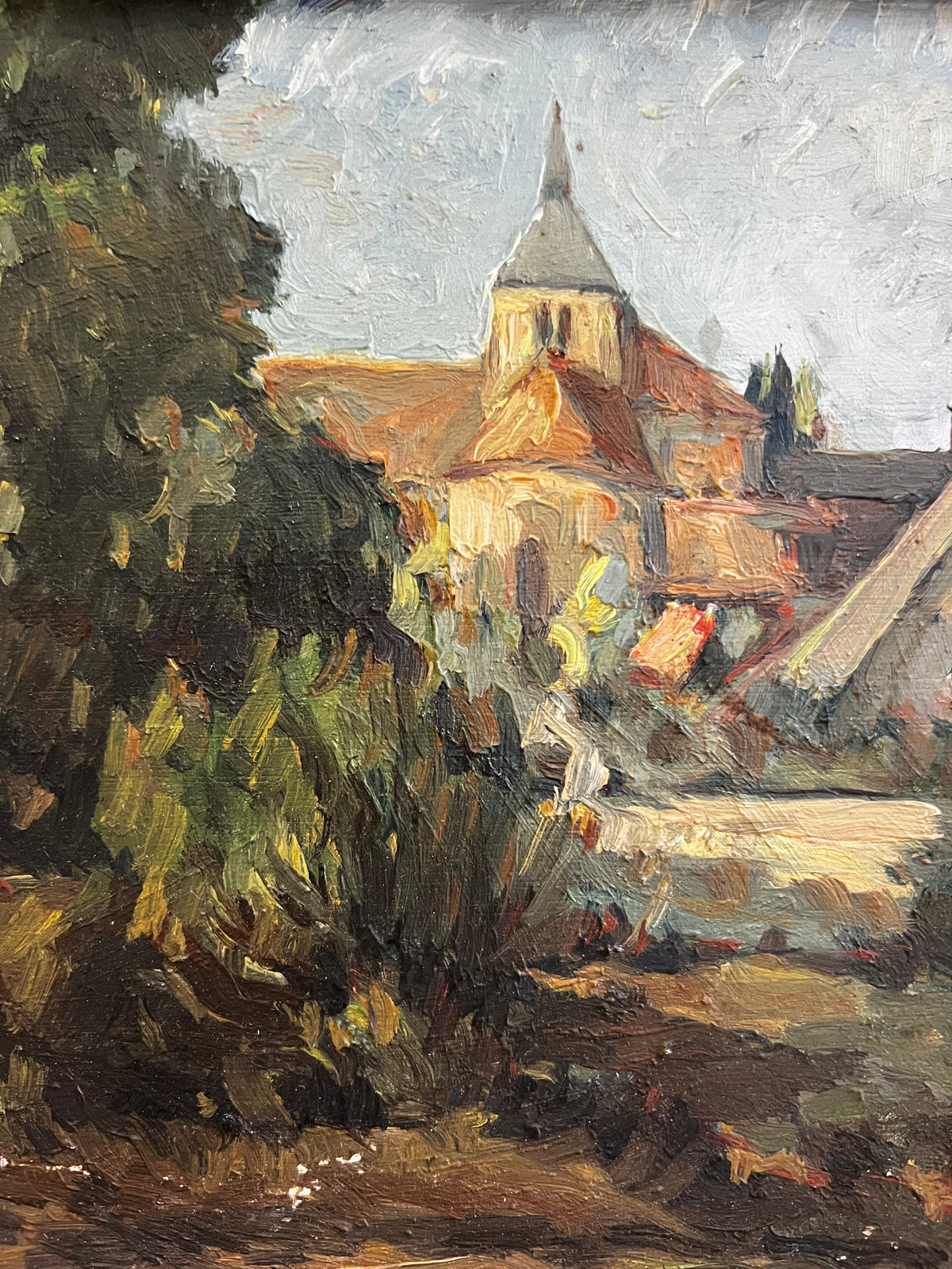 Vintage French Framed Landscape Oil Painting