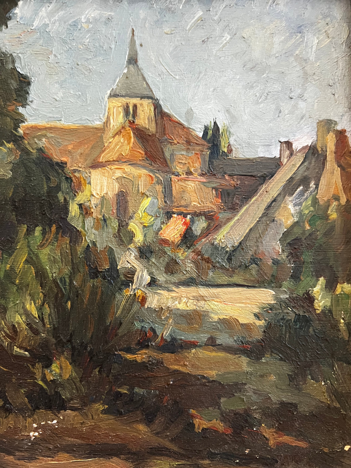 Vintage French Framed Landscape Oil Painting