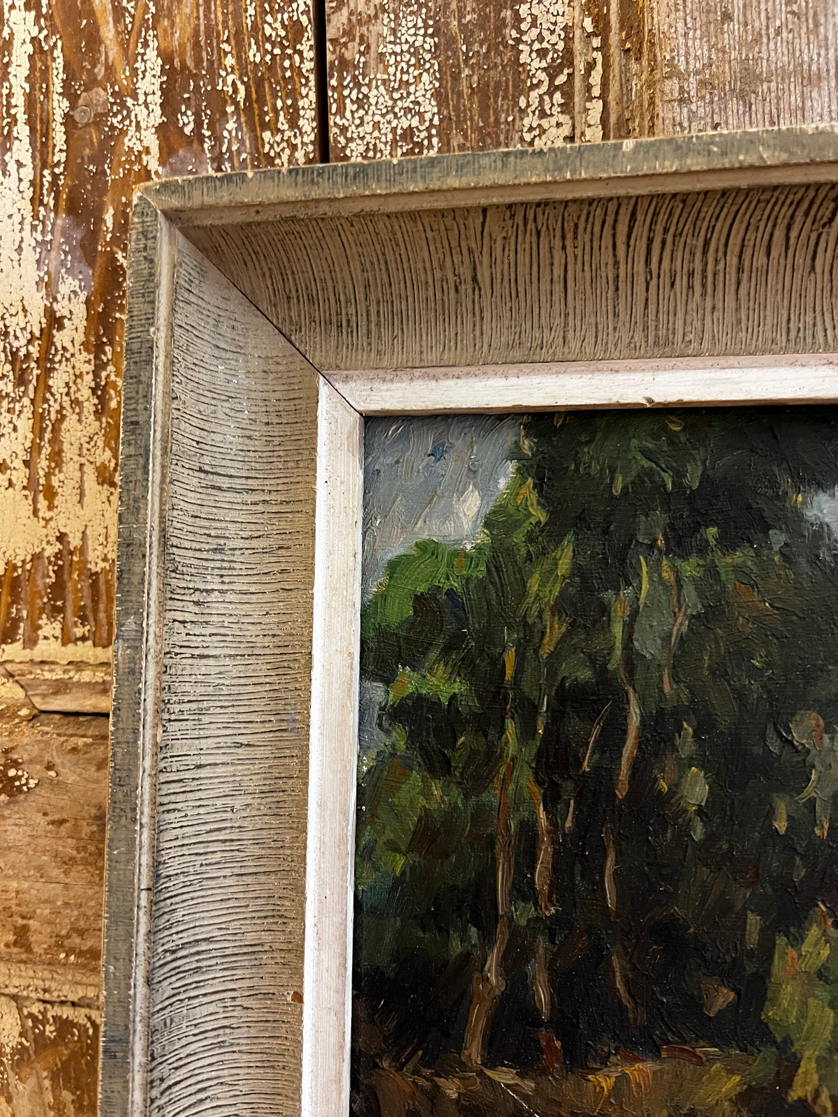 Vintage French Framed Landscape Oil Painting