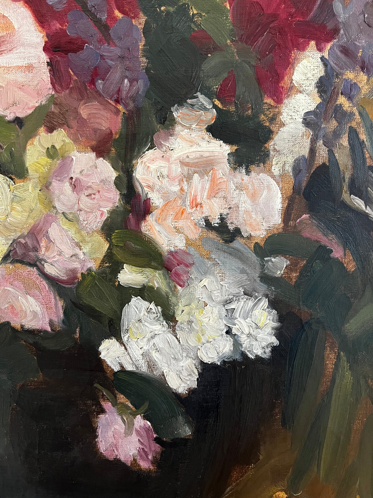 Large Floral Oil Painting on Canvas from Belgium