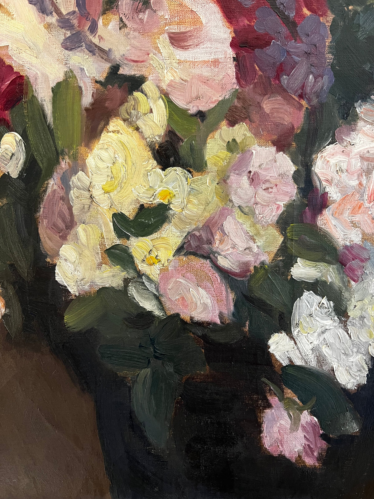Large Floral Oil Painting on Canvas from Belgium