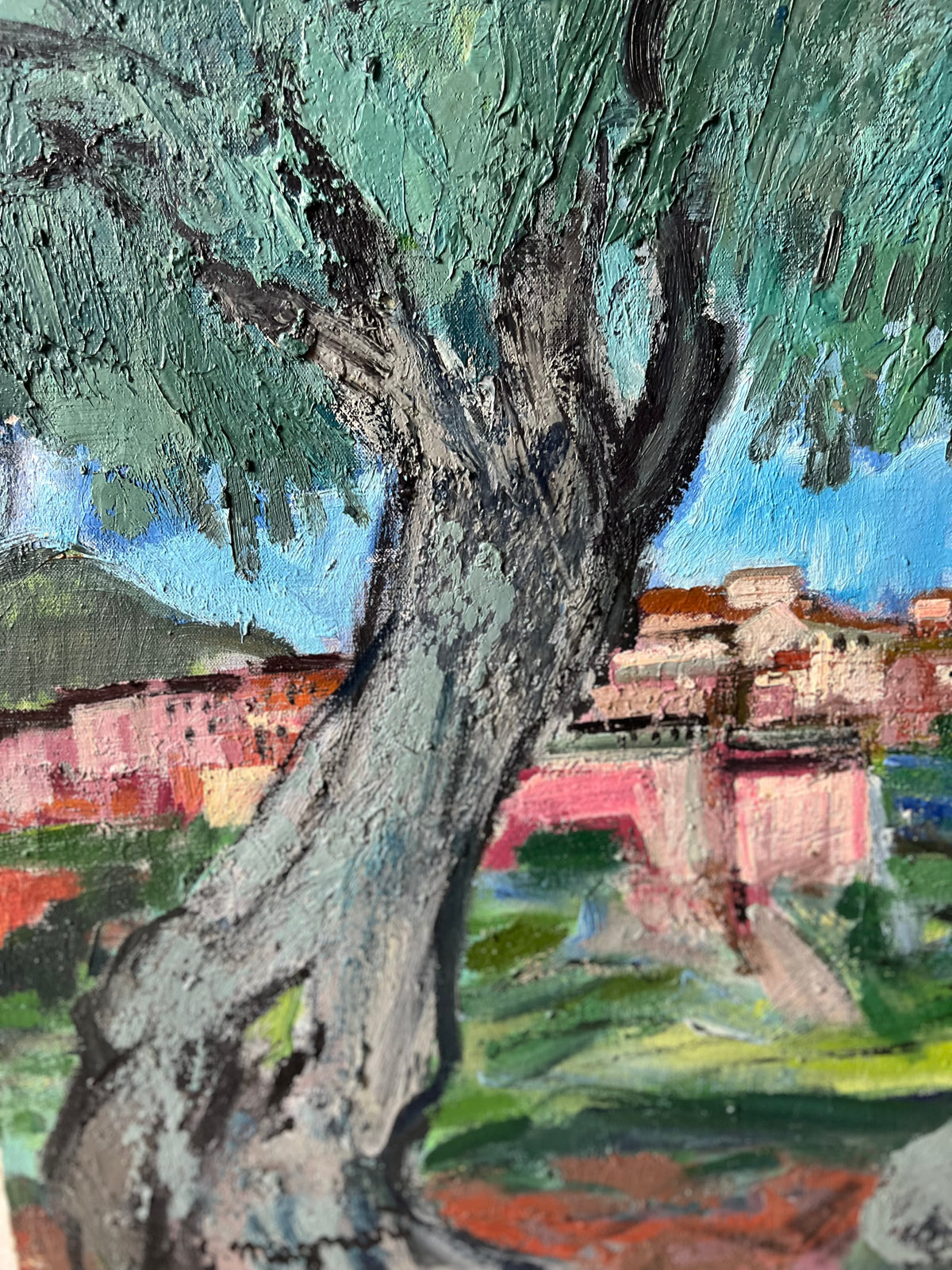 Provence Large Vintage Oil on Canvas Painting