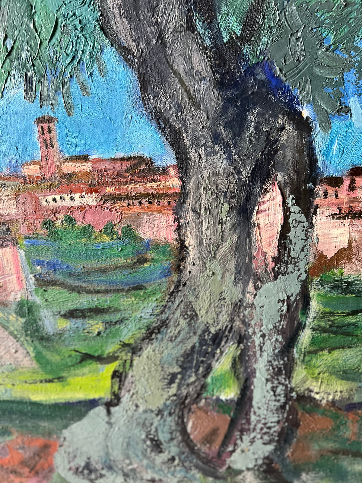 Provence Large Vintage Oil on Canvas Painting